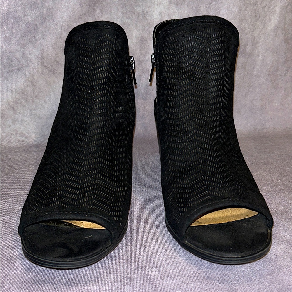 TIME and TRU Suede Peep-Toe Heeled Boots - Picture 2 of 14